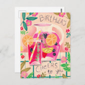 Sommersangria Geburtstag Gruß Postkarte (Vorne/Hinten)