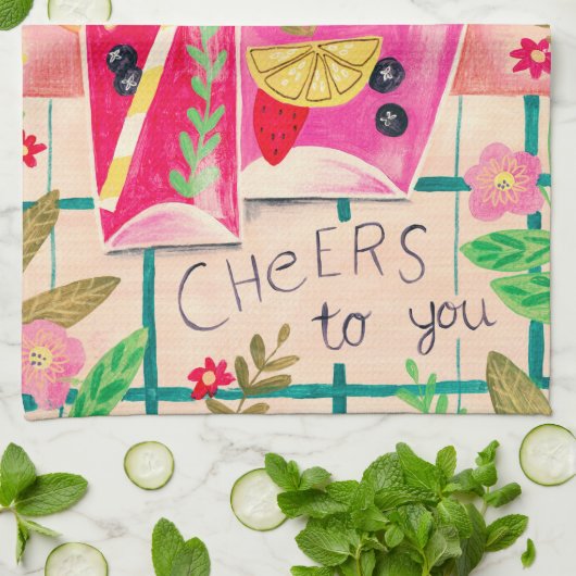 Sommersangria Geburtstagsjubeln Geschirrtuch (Gefaltet)