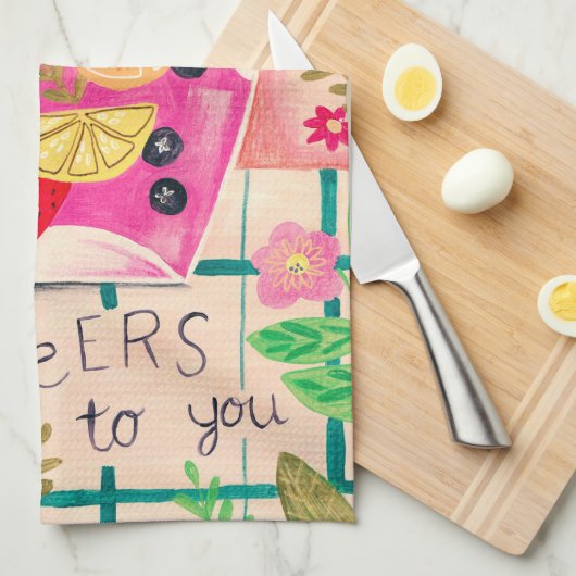 Sommersangria Geburtstagsjubeln Geschirrtuch (Viertel Falte)