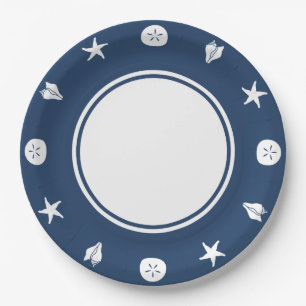 Sommerschalen in Navy-Papierplatte Pappteller
