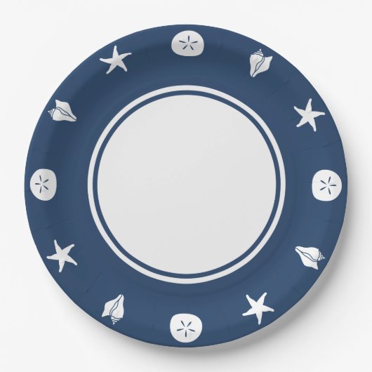 Sommerschalen in Navy-Papierplatte Pappteller (Vorderseite)