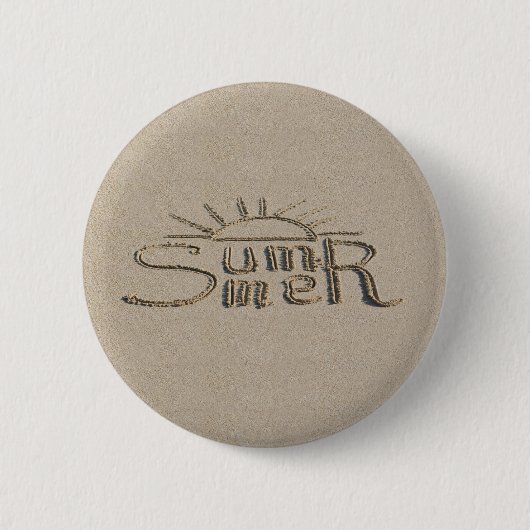 Sommerschild auf dem Strand geschnitzt Sand Button (Vorderseite)