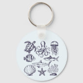 Sommerschildkröte Fischhaie Oktopus Seashell Schlüsselanhänger (Rückseite)