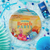Sommerschirme am Sand 16. Geburtstag Pappteller (Party)