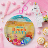 Sommerschirme am Sand 16. Geburtstag Pappteller (Party)