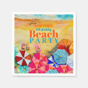 Sommerschirme am Sand 16. Geburtstag Serviette