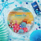 Sommerschirme auf dem Sand Pappteller (Party)