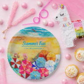 Sommerschirme auf dem Sand Pappteller (Party)