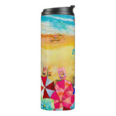 Sommerschirme auf dem Sand Thermosbecher (Nach links gedreht)
