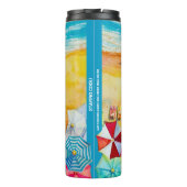 Sommerschirme auf dem Sand Thermosbecher (Rückseite)