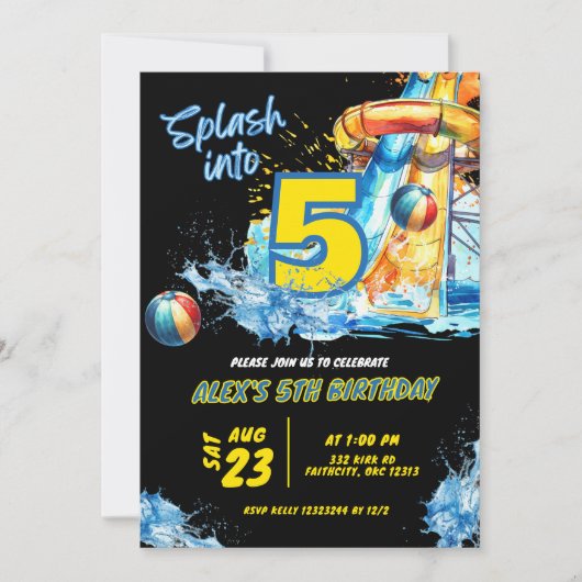 Sommerschlag in 5 Pool Party Einladung (Vorderseite)