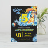 Sommerschlag in 5 Pool Party Einladung (Stehend Vorderseite)