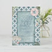 Sommerschluss-Poolparty-Einladung Einladung (Stehend Vorderseite)