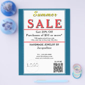 Sommerschlussverkauf Blau Weiß Herz Flyer (Einzeln)