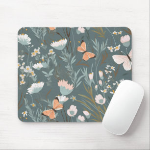 Sommerschmetterlinge und Wildblumen Mousepad