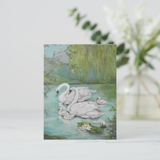 Sommerschwanensee Postkarte (Stehend Vorderseite)