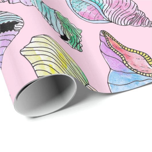 SommerSeashells in der Girly gemalten Geschenkpapier (Rolleneckpunkt)