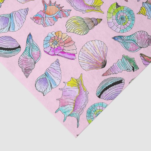 SommerSeashells in der Girly gemalten Seidenpapier (Ausschnitt)