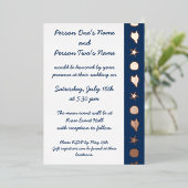 Sommerseashells in Navy Foil Einladung (Stehend vorne)