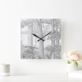 Sommersee mit Holz-Graphitstift Zeichnend Quadratische Wanduhr (Zuhause)