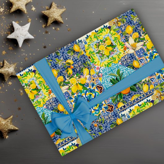 Sommersizilianische Zitrusfrüchte-Keramik Geschenkpapier