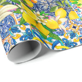 Sommersizilianische Zitrusfrüchte-Keramik Geschenkpapier (Rolleneckpunkt)