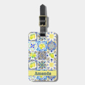 Sommersizilianische Zitrusfrüchte Mittelmeer-Majol Gepäckanhänger (Vorderseite vertikal)