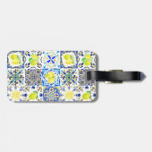 Sommersizilianische Zitrusfrüchte Mittelmeer-Majol Gepäckanhänger (Rückseite horizontal)