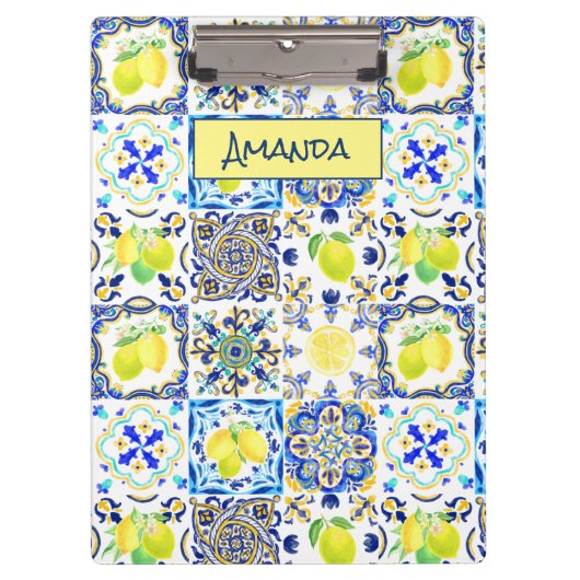Sommersizilianische Zitrusfrüchte Mittelmeer-Majol Klemmbrett (Vorderseite)