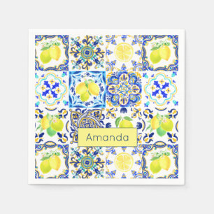 Sommersizilianische Zitrusfrüchte Mittelmeer-Majol Serviette