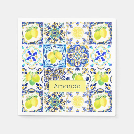 Sommersizilianische Zitrusfrüchte Mittelmeer-Majol Serviette (Vorderseite)