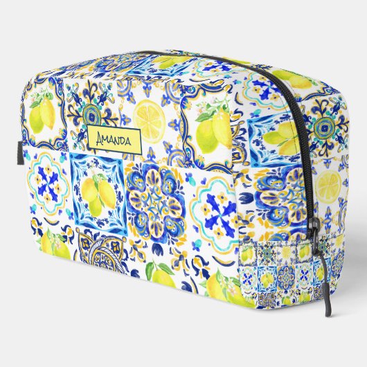 Sommersizilianische Zitrusfrüchte Mittelmeer-Majol Waschbeutel (Rechte Ecke)