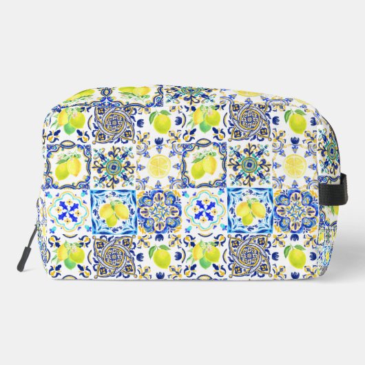 Sommersizilianische Zitrusfrüchte Mittelmeer-Majol Waschbeutel (Rückseite)
