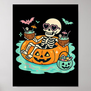 Sommerskelett in Kürbisschwimmen Niedlichen Spooky Poster