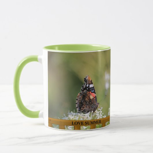 Sommerskript für die Liebe von Blumenschmetterling Tasse (Links)