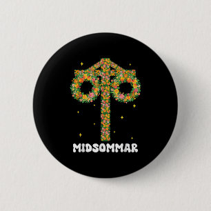 Sommersolstice Maypole Midsommar Schweden Button