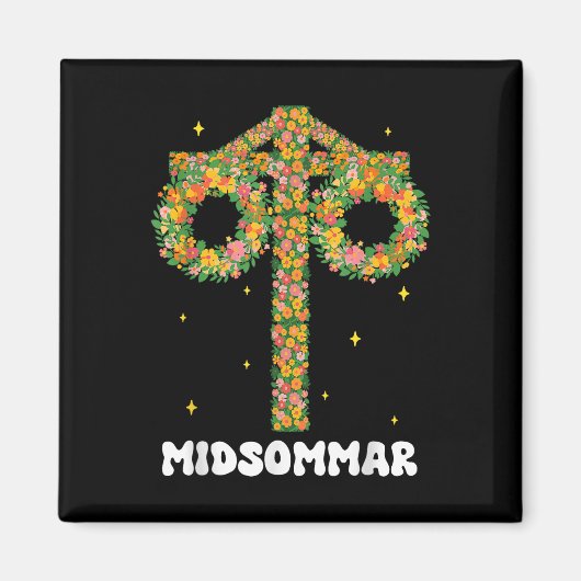 Sommersolstice Maypole Midsommar Schweden Magnet (Vorne)