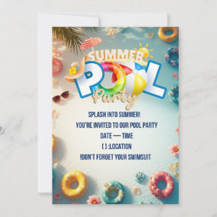 Sommersommer-Poolparty-Einladung Einladung