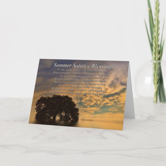 Sommersonne mit Eichenbäumen und Wasser Karte (Vorderseite)