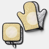 Sommersonne Ofenhandschuh & Topflappen-Set (Vorderseite/Rückseite)