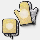 Sommersonne Ofenhandschuh & Topflappen-Set (Vorderseite/Rückseite)