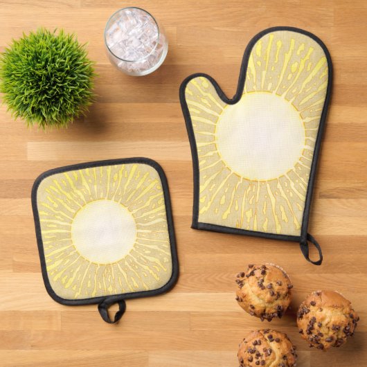 Sommersonne Ofenhandschuh & Topflappen-Set (Oben Unten)