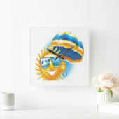 Sommersonne Quadratische Wanduhr (Zuhause)