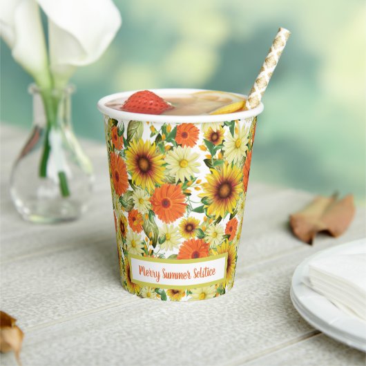 Sommersonne Sonnenblumen Gelb & Grün Blume Pappbecher (In Situ)