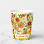 Sommersonne Sonnenblumen Gelb & Grün Blume Pappbecher (Vorderseite)