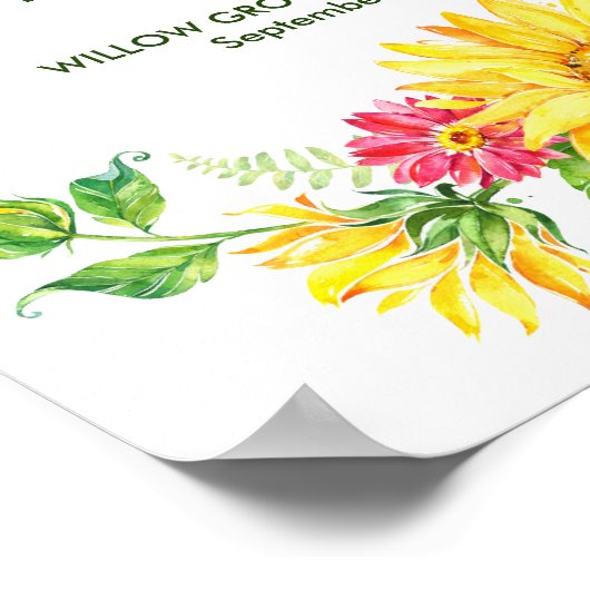 Sommersonnenblume Begrüßung Poster (Ecke)