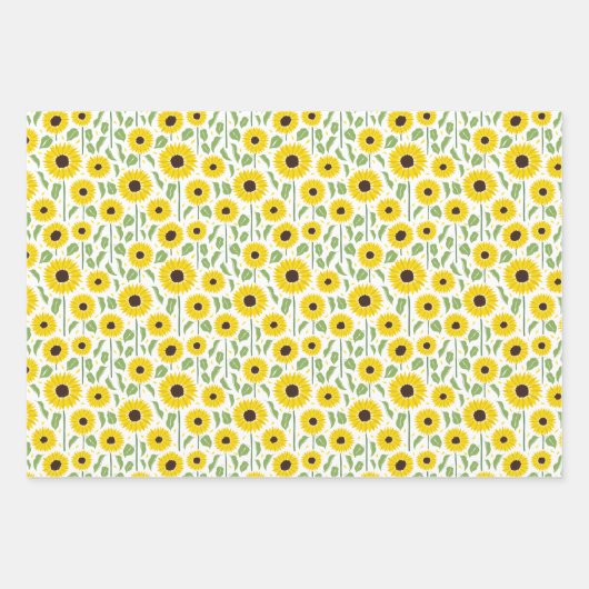 Sommersonnenblumen Blumenkoordiniert Geschenkpapier Set (Vorderseite)