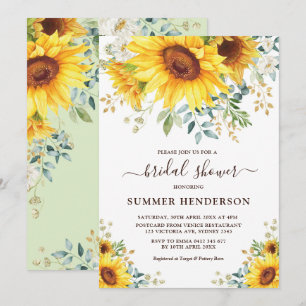 Sommersonnenblumen Brautparty Gelbe Blüte Einladung