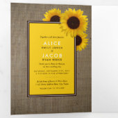 Sommersonnenblumen & Burlap, Hochzeitssuite Dreifach Gefaltete Einladung (Innen Erste Seite)