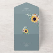 Sommersonnenblumen Eukalyptus Grüne Hochzeit All In One Einladung (Außenbereich)